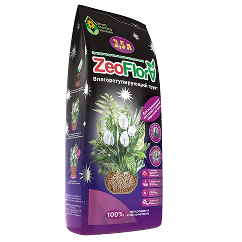 ZEOFLORA Влагорегулирующий грунт для выращивания растений в условиях недостатка света 2,5л